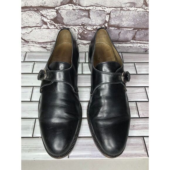 OGGI Black Leather Monk Strap Loafers Dress Shoes Men Sz 9M US/42EU - Picture 3 of 16